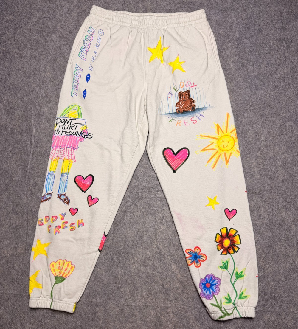 Teddy Fresh Don't Hurt My Feelings Doodle Sweat Pants Women's Size Medium